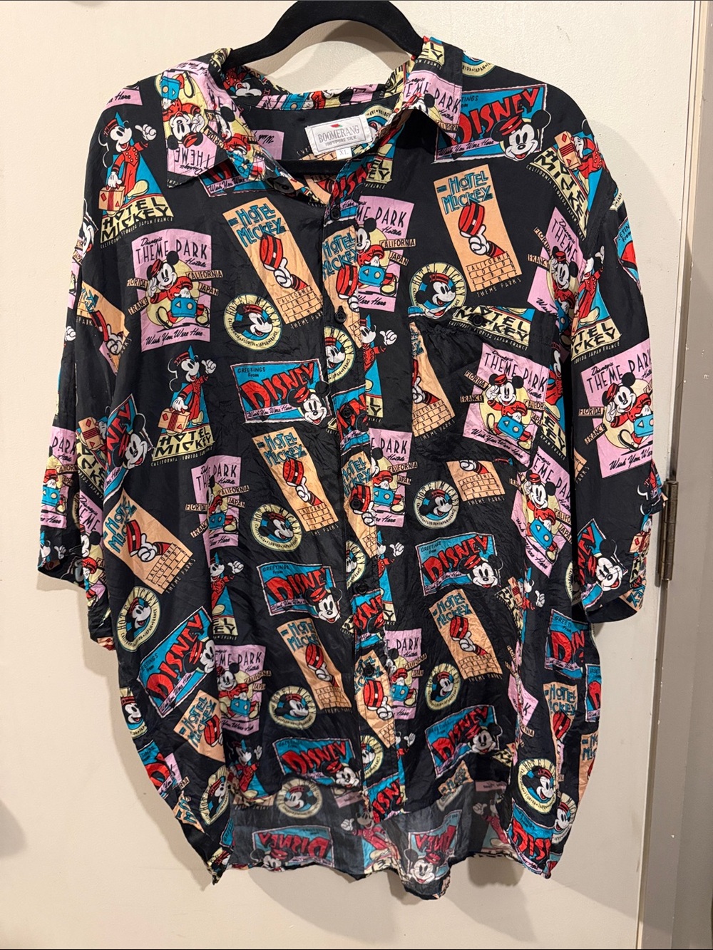 Vintage Disney Hotel Mickey Silk ButtonDown Shirt